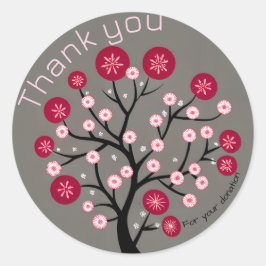 Cherry Tree Silhouette Bedankt voor uw donatie Ronde Sticker