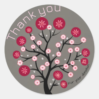 Cherry Tree Silhouette Bedankt voor uw donatie Ronde Sticker