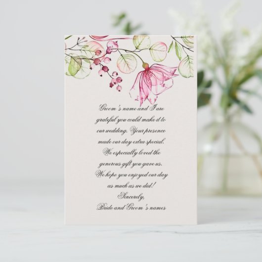 "Cherry Tree" Weddenschap Hartelijk dank Bedankkaart (Staand voorkant)