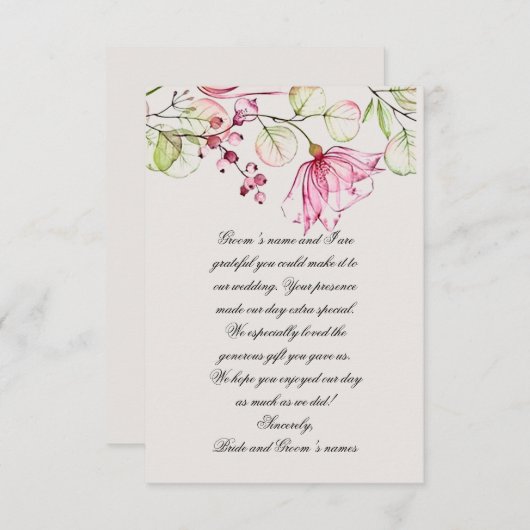 "Cherry Tree" Weddenschap Hartelijk dank Bedankkaart (Voorkant / Achterkant)