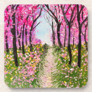 Cherry Trees Scenery Roze Bloemen Onderzetter