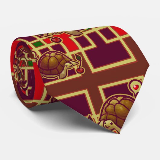 Cherry Turtle Pattern Stropdas (Opgerold)