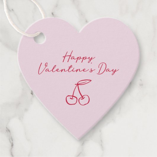 Cherry Valentijnsdag Pink Bedankjes Labels (Voorkant)