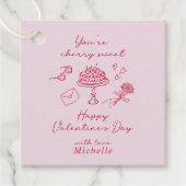 Cherry Valentijnsdag Pink Bow Bedankjes Labels (Voorkant)