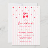 Cherry Valentine Bow Baby Shower Invitation Kaart (Voorkant)