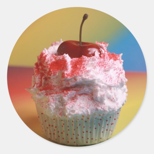 Cherry Vanilla Cupcake Ronde Sticker (Voorkant)