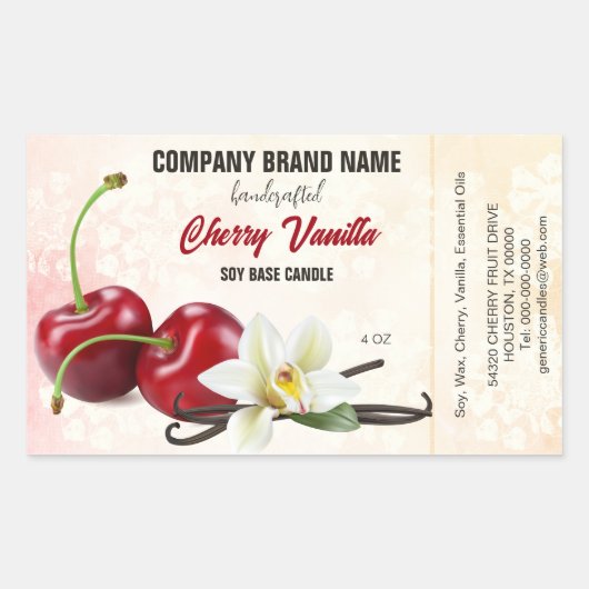 Cherry Vanilla Fruit Candle Ingredients Label (Voorkant)
