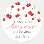 Cherry Verjaardagsfeestje Bedankt Gast Favor Ronde Sticker (Voorkant)