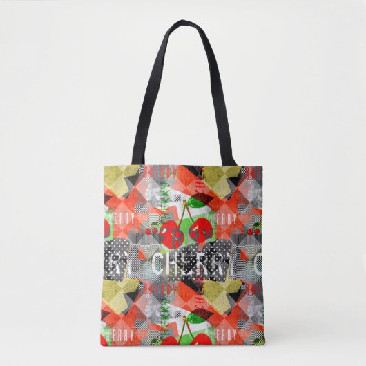 Cherry version A small scale modern collage art Tote Bag (Voorkant)