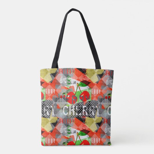 Cherry version A small scale modern collage art Tote Bag (Achterkant)