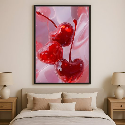 Cherry Vibes – Abstracte Hartkersen Liefdeskunst Poster
