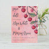 Cherry Vibes Custom Wedding Verloving Save The Date (Staand voorkant)