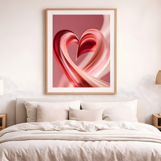 Cherry Vibes Heart Swirl–Modern Love Abstract Art  Poster
