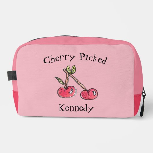 Cherry Voeg naam toe Schattige Modern Summer Pink  Toilettasje (Voorkant)