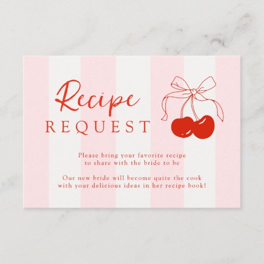 Cherry Vrijgezellenfeest Recept Aanvraag Informatiekaartje (Voorkant)