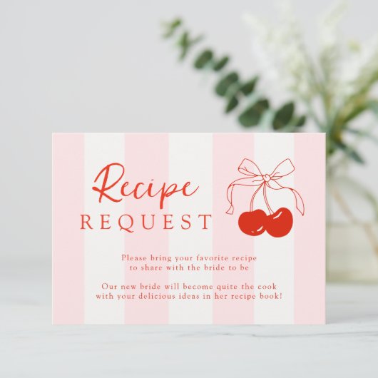 Cherry Vrijgezellenfeest Recept Aanvraag Informatiekaartje (Staand voorkant)