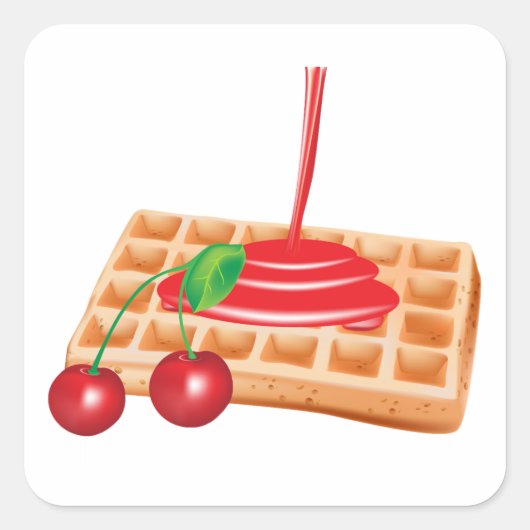 Cherry Waffles Square Sticker (Voorkant)