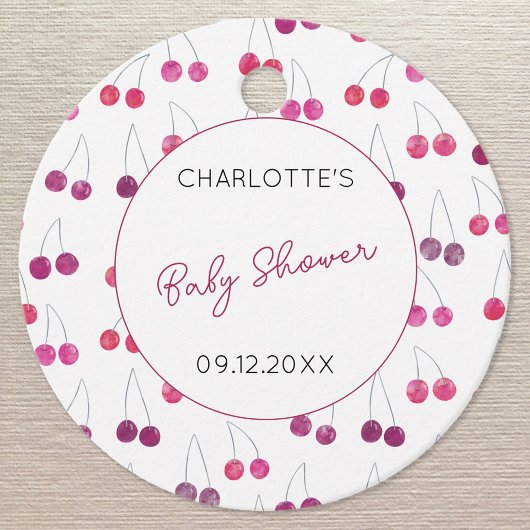 Cherry Waterverf Baby shower gepersonaliseerd Bedankjes Labels