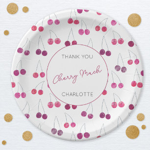 Cherry Waterverf Baby shower gepersonaliseerd Papieren Bordje