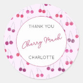 Cherry Waterverf gepersonaliseerde dank u Ronde Sticker (Voorkant)