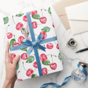 Cherry Waterverf Pattern Cadeaupapier