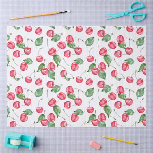 Cherry Waterverf Pattern Tissuepapier (Craft)