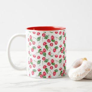Cherry Waterverf Pattern Tweekleurige Koffiemok