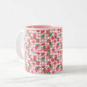 Cherry Waterverf Pattern Tweekleurige Koffiemok (Voorkant links)