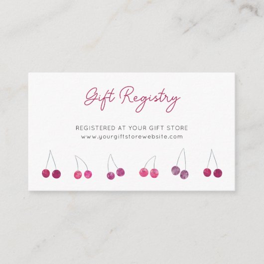 Cherry Waterverf Vrijgezellenfeest Gift Registry Informatiekaartje (Voorkant)