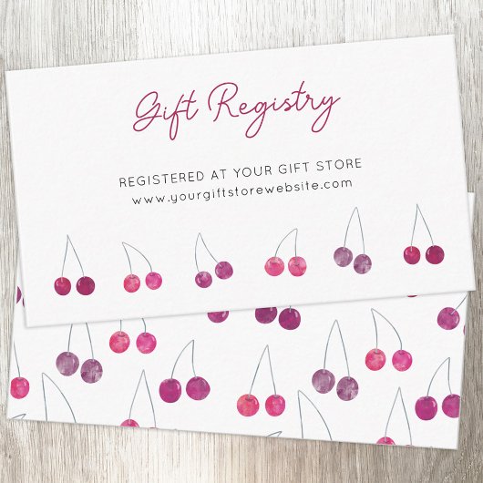 Cherry Waterverf Vrijgezellenfeest Gift Registry Informatiekaartje