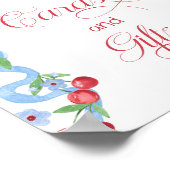 Cherry Whimsical Blue Bow Kaarten en geschenken Poster (Hoek)
