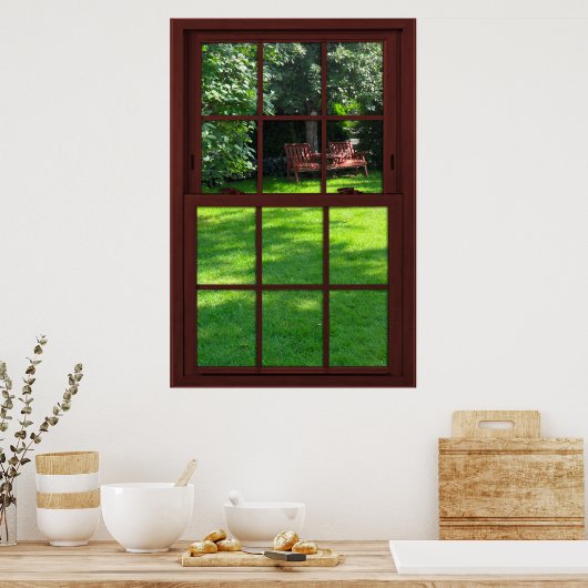 Cherry Wood Afbeelding Backyard Uitzicht Poster (Keuken)