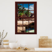 Cherry Wood Afbeelding Caribische Uitzicht Poster (Keuken)