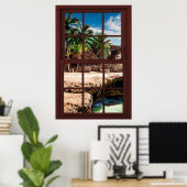 Cherry Wood Afbeelding Caribische Uitzicht Poster (Thuiskantoor)