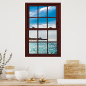 Cherry Wood Afbeelding Caribische Uitzicht Poster (Keuken)