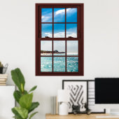 Cherry Wood Afbeelding Caribische Uitzicht Poster (Thuiskantoor)