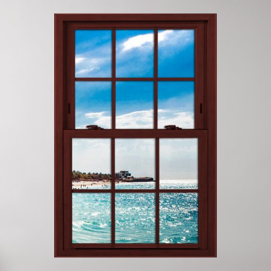 Cherry Wood Afbeelding Caribische Uitzicht Poster (Voorkant)