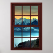 Cherry Wood Afbeelding Window Mountain Uitzicht 2  Poster (Voorkant)