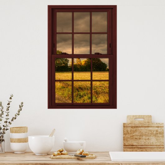 Cherry Wood Afbeelding Window Scenery - Stormy Sky Poster (Keuken)
