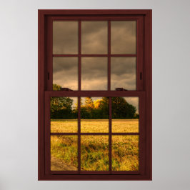 Cherry Wood Afbeelding Window Scenery - Stormy Sky Poster