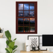 Cherry Wood Afbeelding Window Scenery Uitzicht 1 v Poster (Thuiskantoor)