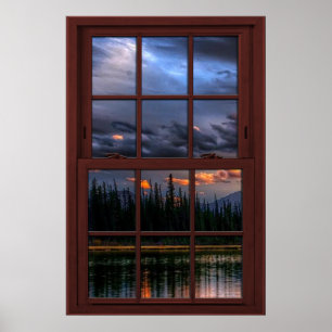 Cherry Wood Afbeelding Window Scenery Uitzicht 1 v Poster