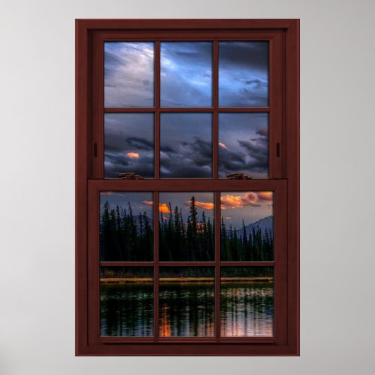Cherry Wood Afbeelding Window Scenery Uitzicht 1 v Poster (Voorkant)