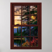 Cherry Wood Afbeelding Window Scenery Uitzicht 3 v Poster (Voorkant)