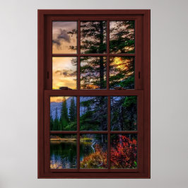 Cherry Wood Afbeelding Window Scenery Uitzicht 3 v Poster