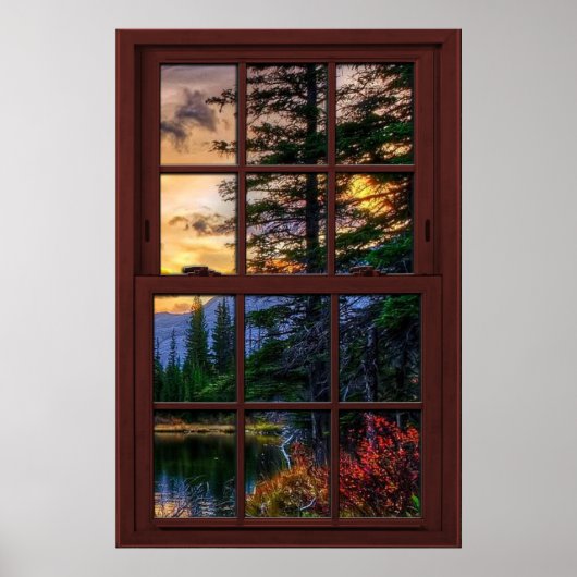 Cherry Wood Afbeelding Window Scenery Uitzicht 3 v Poster (Voorkant)