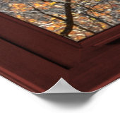 Cherry Wood Faux Window Autumn Leaves Uitzicht 2 o Poster (Hoek)