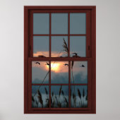 Cherry Wood Faux Window Illusion - Flock of Birds Poster (Voorkant)