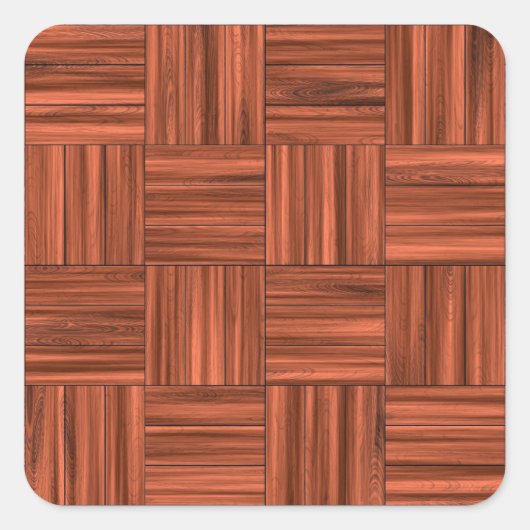Cherry Wood Parquet Floor Pattern Vierkante Sticker (Voorkant)