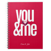 Cherry You & Me gepersonaliseerde roze Valentijnsd Notitieboek (Voorkant)